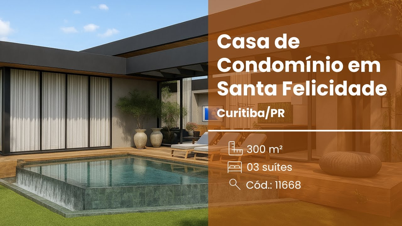 Casa Térrea, 03 Suítes, 03 Vagas, Piscina, Santa Felicidade, Curitiba.