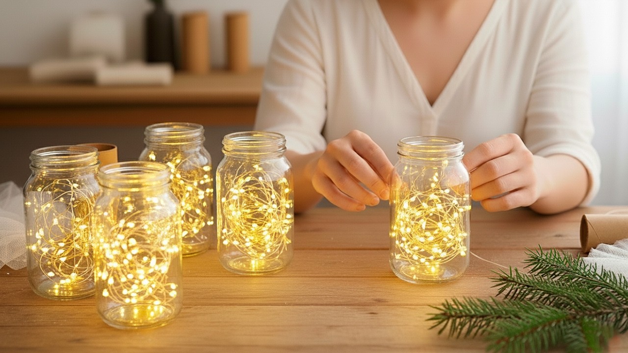 GENIUS DIY IDEA USING A GLASS JAR AND GARLAND!😍 BEAUTIFUL CHRISTMAS IDEA!