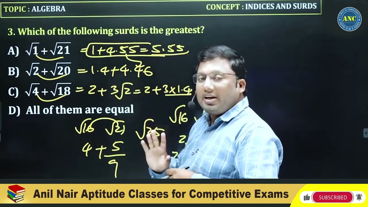 Solve Surds & Indices -Anil Nair's Way | Download ANC App