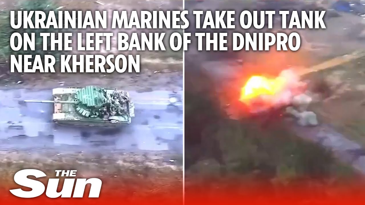 Ukrainian Marines take out tank on the left bank of the Dnipro near Kherson