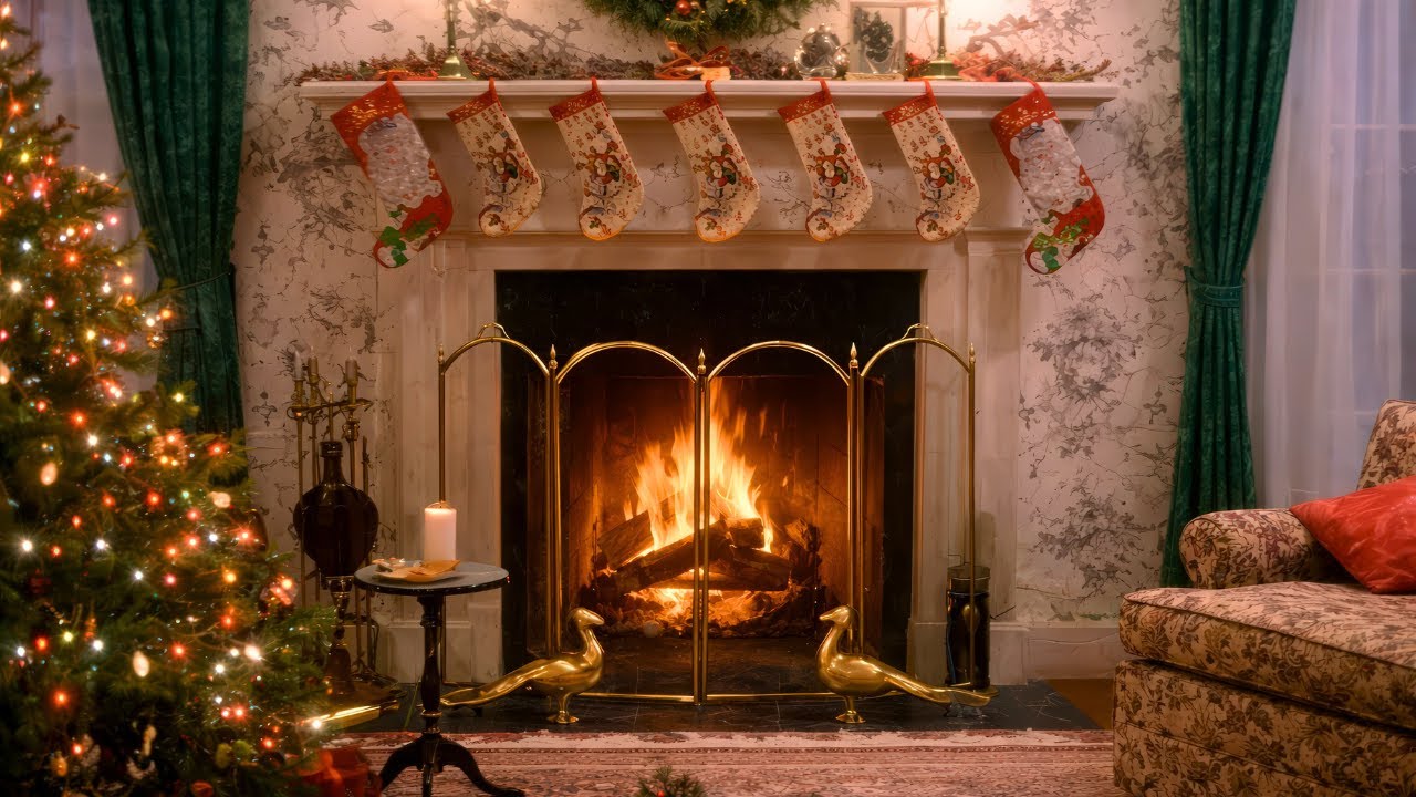 Home Alone–Inspired Fireplace | Cozy Christmas Living Room