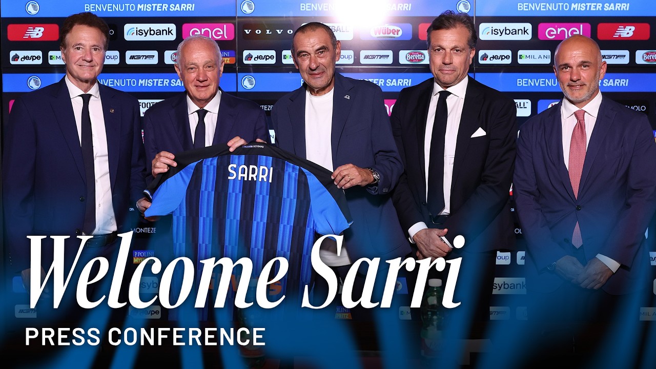 La conferenza stampa di presentazione del tecnico nerazzurro Maurizio Sarri