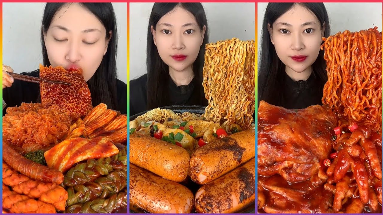 ASMR CHINESE FOOD MUKBANG EATING SHOW | 먹방 ASMR 중국먹방 (Fat Meat, Pork Fat, Pork Belly, 🍜Noodles)