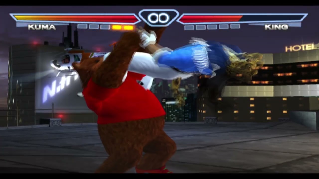 Tekken 4 kuma bear bite on king