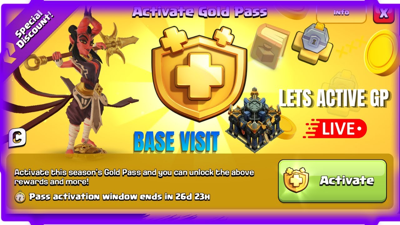 🔴LIVE | Base Visit🔥|| New Gold Pass Farming☠️||