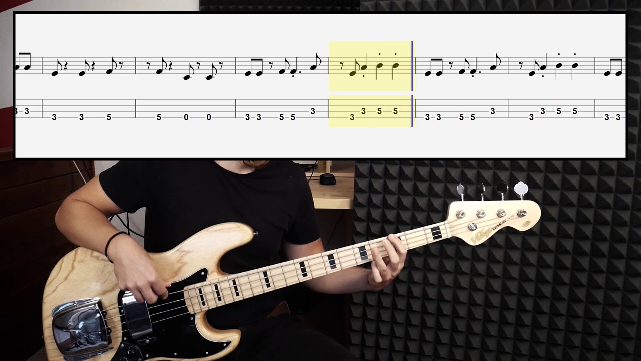 The Counting Crows - Accidentally In Love (bass cover with tabs in video)