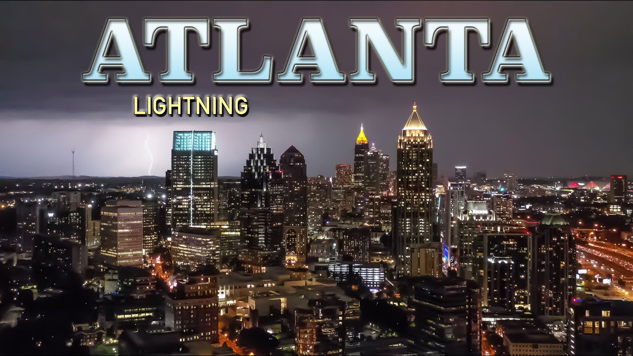 Amazing 4k Video of Atlanta Skyline: Lightning .     *** Read WARNING before viewing***