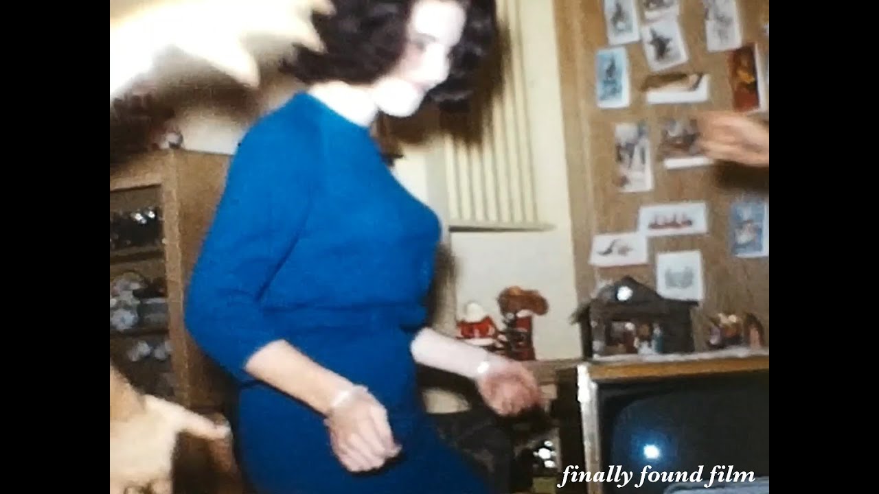 Vintage early-1960s Christmas dance party home movie clip the twist swim dancer dancers dancing