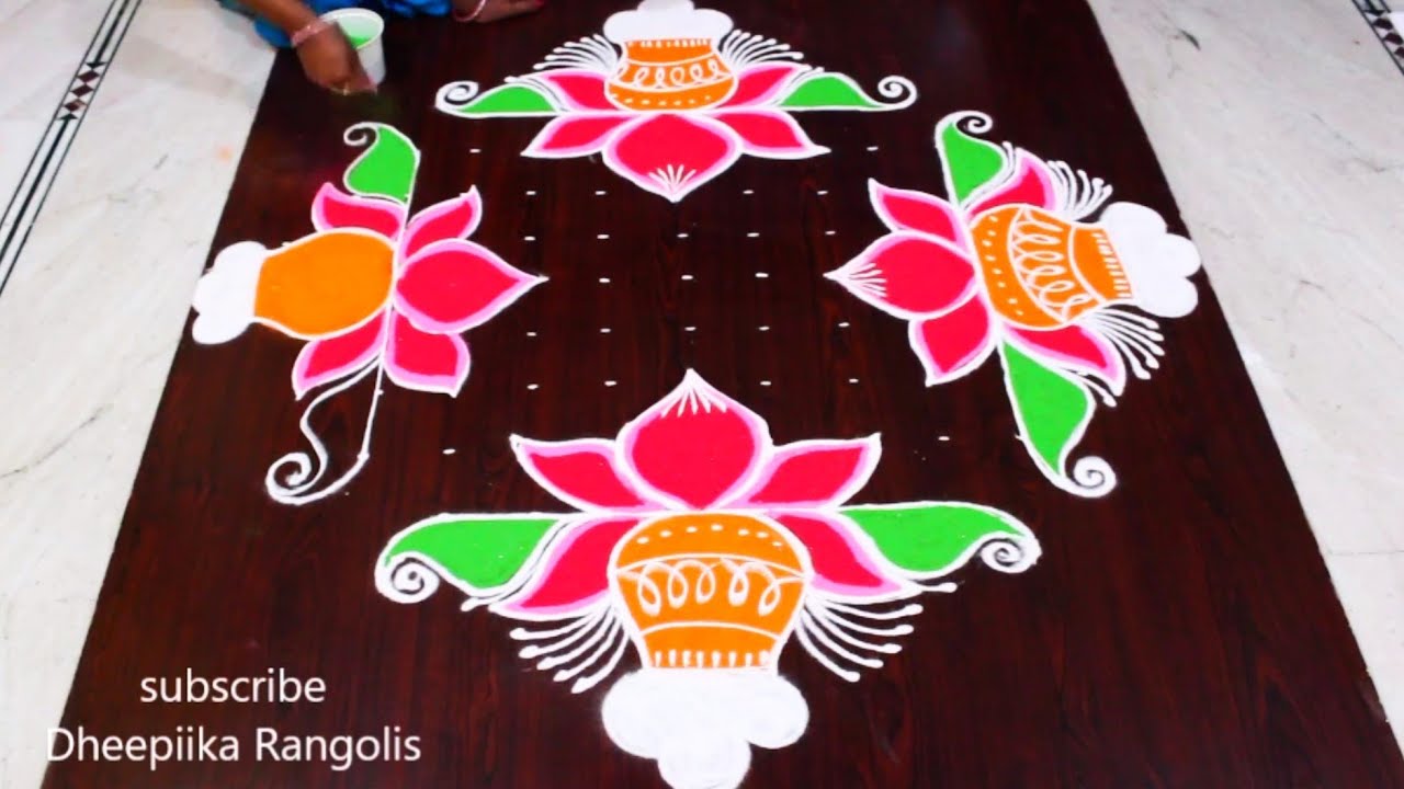 Beautifull lotus flower pot rangoli rangoli designs * sankranthi muggulu 2019 * pongal kolams