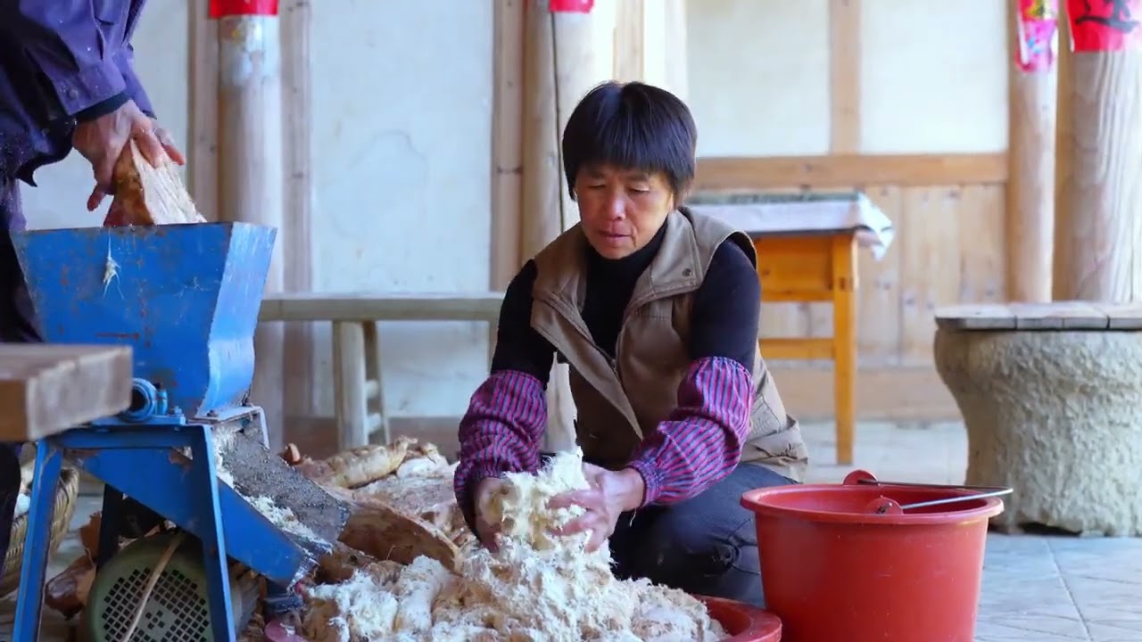 挖出超过100磅的巨型葛根，层层的葛根粉末让我惊叹