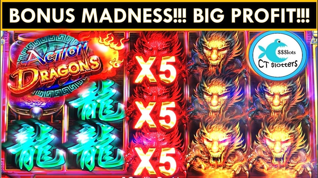 ★WINNING in VEGAS!★ACTION DRAGONS SLOT MACHINE! 3 BIG BONUSES!