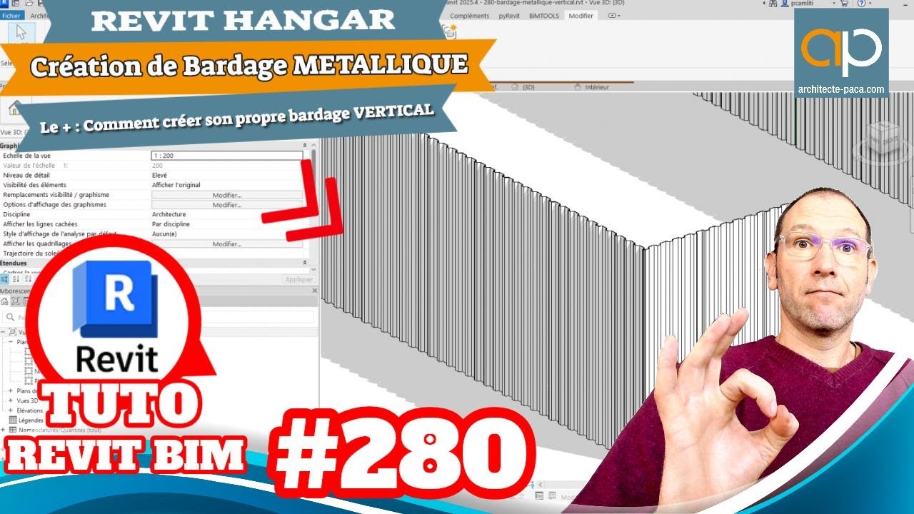 BARDAGE MÉTALLIQUE VERTICAL Astuce Rapide sur REVIT - Tuto gratuit 280