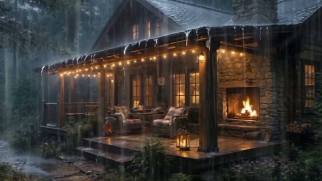 Chuva Aconchegante com Trovoadas em um Chalé 🌧️⚡ Cozy Rain and Thunder at a Cabin