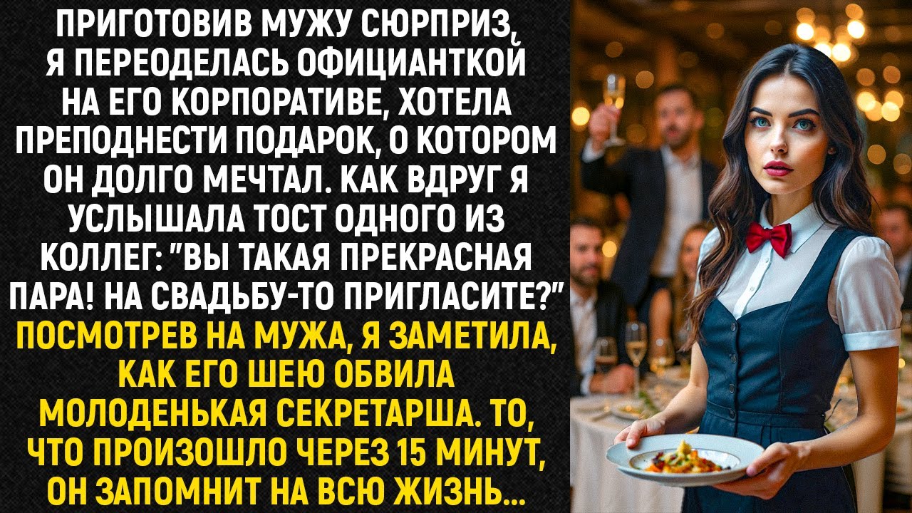 Приготовив мужу сюрприз, я переоделась официанткой на его корпоративе, но то, что я увидела...