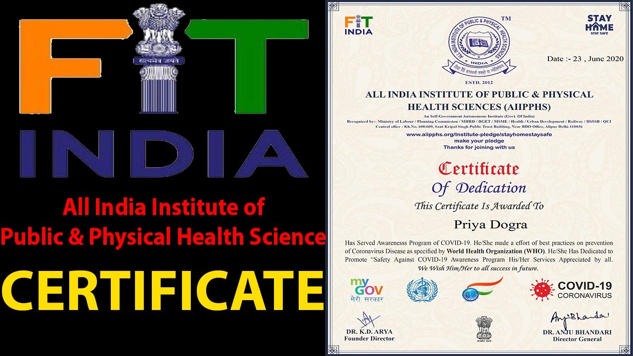 FREE CERTIFICATE AIIPPHS - ALL INDIA INSTITUTE OF PUBLIC & PHYSICAL HEALTH SCIENCES
