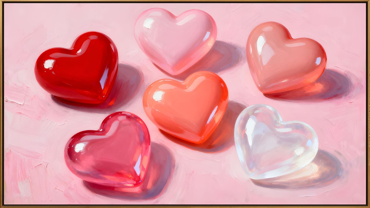 Valentine’s Day Frame TV Art 4K ❤️ Pink Heart Art Screensaver for Smart TV | Screensaver TV Art