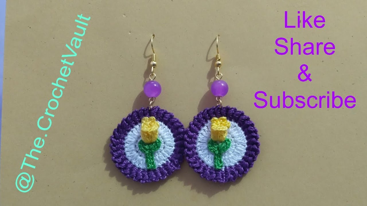 BEAUTIFUL CROCHET ROUND PATTERN EARRING ||EASY & ELEGANT || EASY TO MAKE #crochetlove #crochetvault