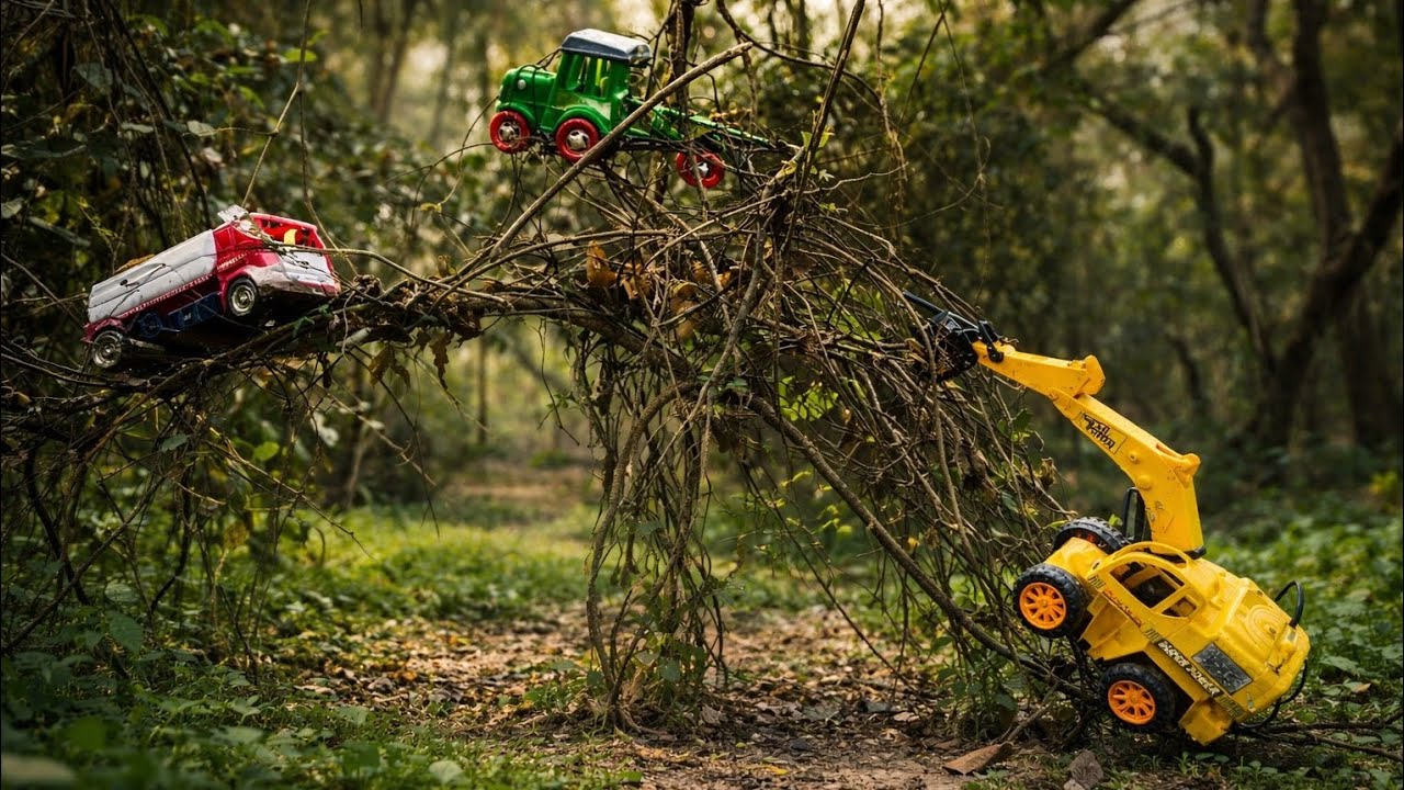 JCB Truck Tracter Cartoon Video | Forest Plant Kids Toy Video New Tranker Pulling Out JCB  #jcb #toy