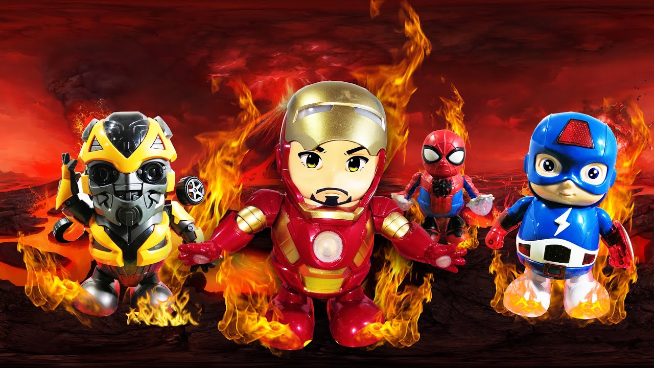 Fun Toys| Iron Man Captain America Spider-Man Bumblebee แข่งเต้น บนเวที ลาวา | Dance Hero