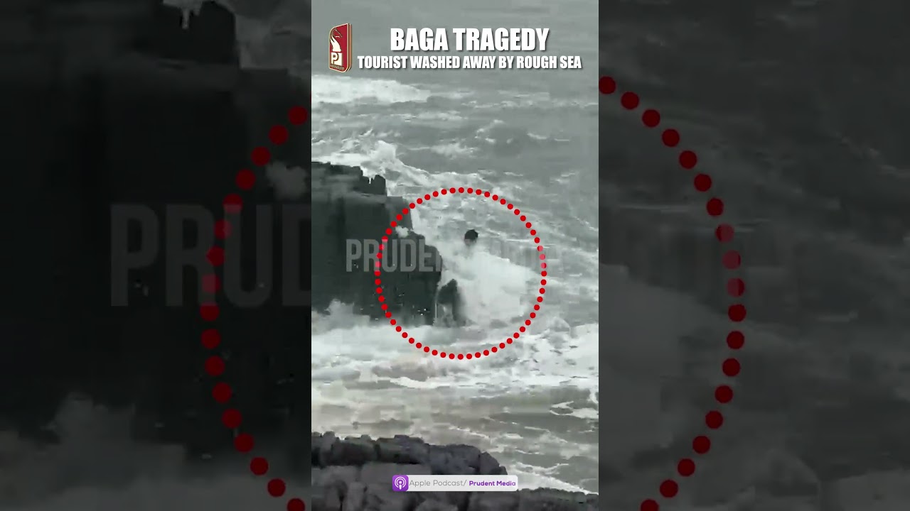 Tourist Swept Away by Strong Waves at Baga While Sitting on Rocks