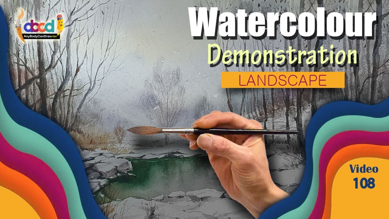 Watercolor Demonstration I Landscape painting of Peaceful Nature View I AnyBodyCanDrawNow