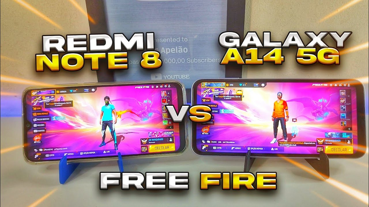 REDMI NOTE 8 vs GALAXY A14 5G FREE FIRE 📱 Qual é o Melhor? ✅