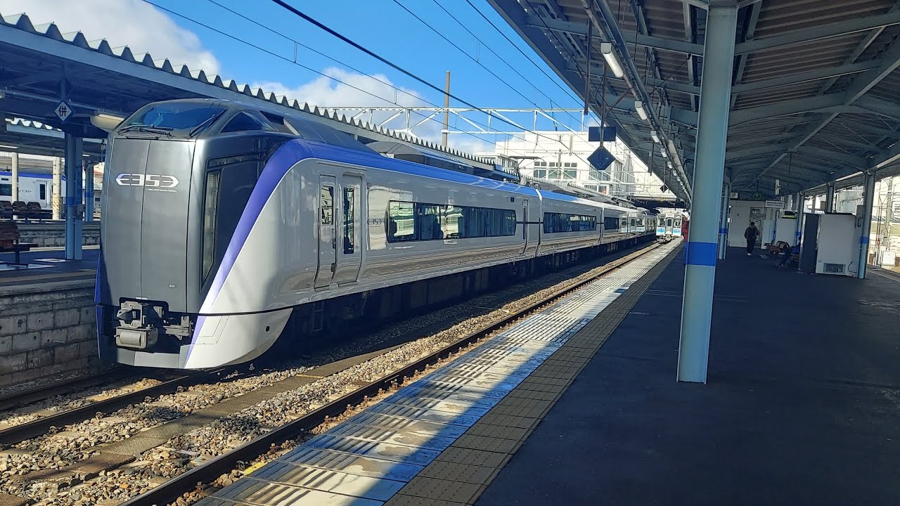車窓定点撮影 JR東日本 E353系 特急あずさ３号松本行き 総武快速線 総武緩行線 中央東線 篠ノ井線 通称千葉あずさ 千葉駅～新宿駅～松本駅 (S101編成.11号車モハE352-1)