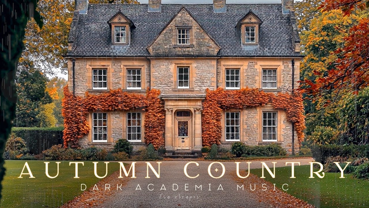 Step Inside an Autumn Country House | Dark Academia Ambience with Rain & Piano