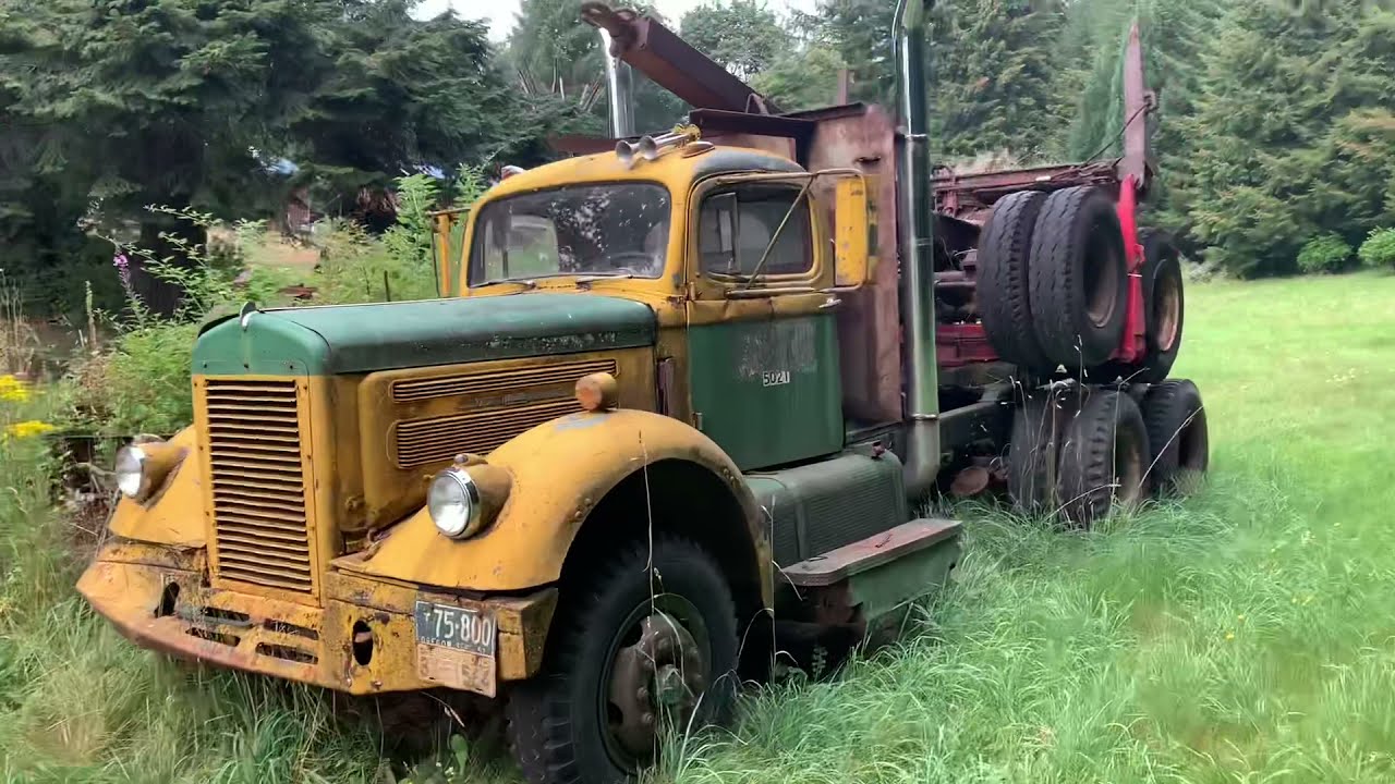 1956 white log truck