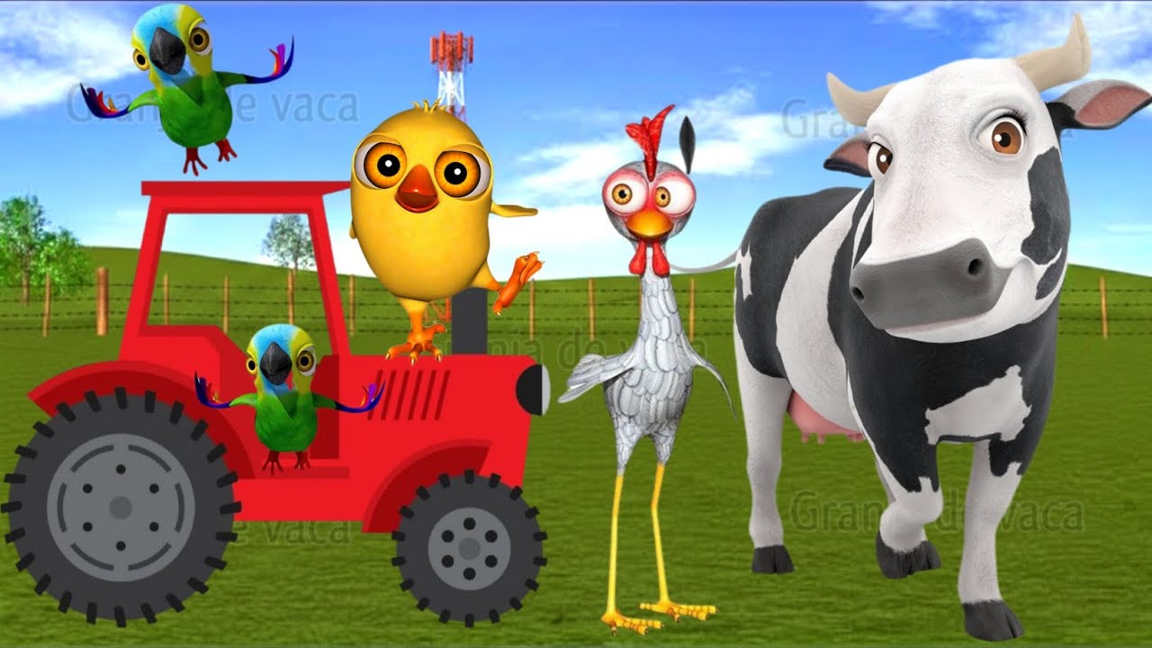 El Pollito pío 3d - el Toro y el Tractor de la Granja -el Pollito y el Tractor de la Granja