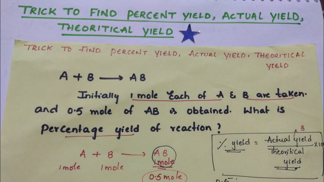 💁Trick to Find Percent yield, Actual yield,Theoritical yield,calculated yield For IIT JEE / NEET🔥