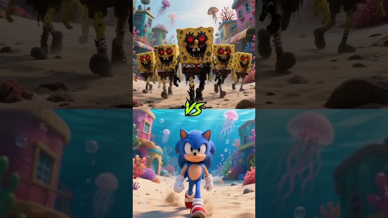 SpongeBob.exe VS Sonic, Knuckles, Tails, Super Sonic, Metal Sonic, Amy Rose, Rouge The Bat, Shadow⚡