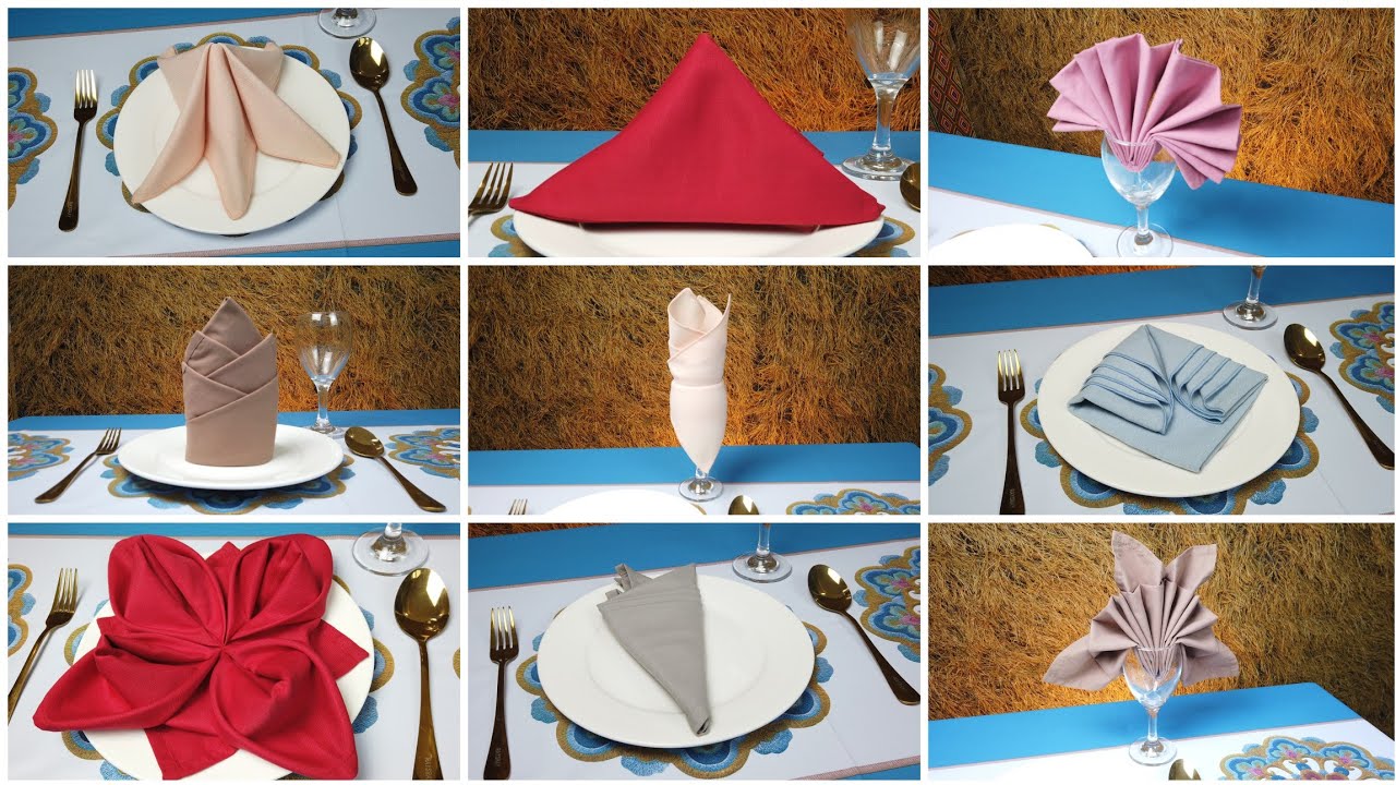10 FOLD DESIGN TABLE NAPKIN FOLDING 