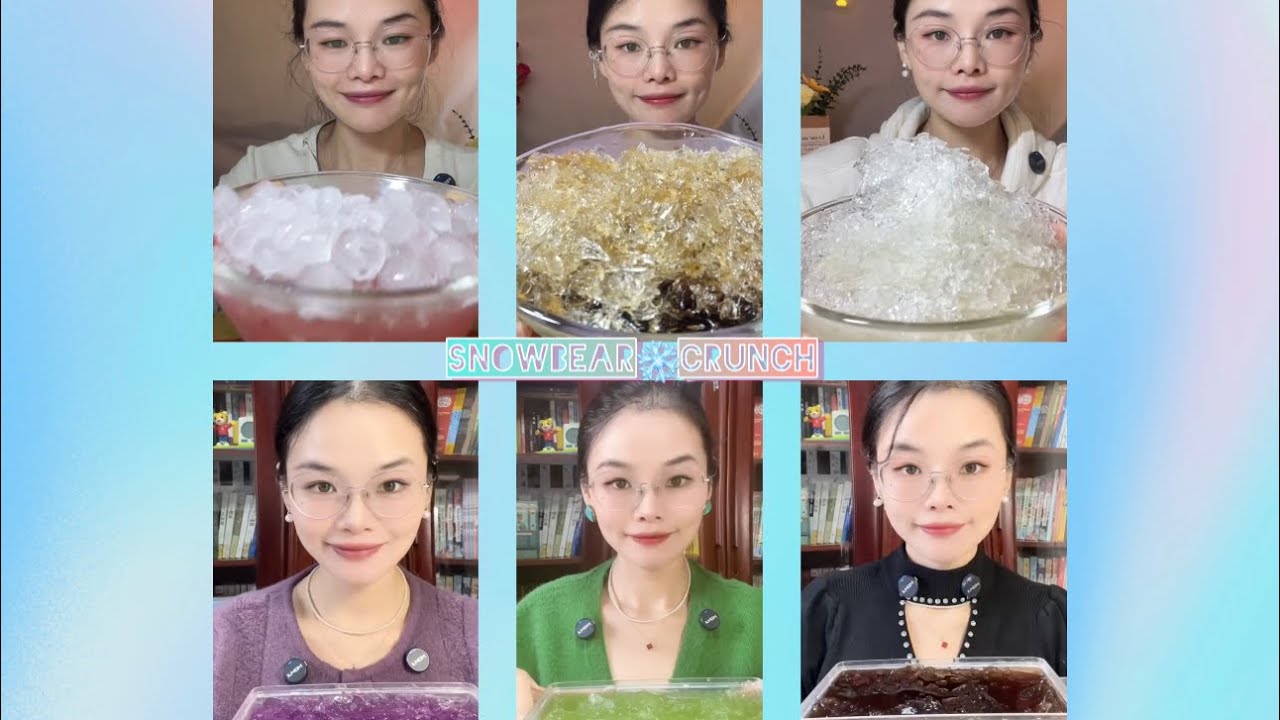 SLUSHY ICE | JUICY ICE | ICE EATING ASMR | SATISFYING CRUNCHES❄️🧊🤍🌈