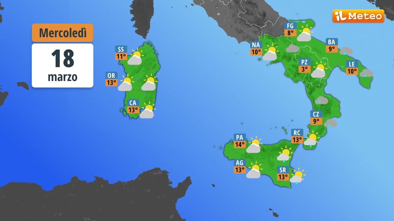 Meteo, previsioni e tendenza meteo Italia Mercoled&igrave; 18 marzo 2026