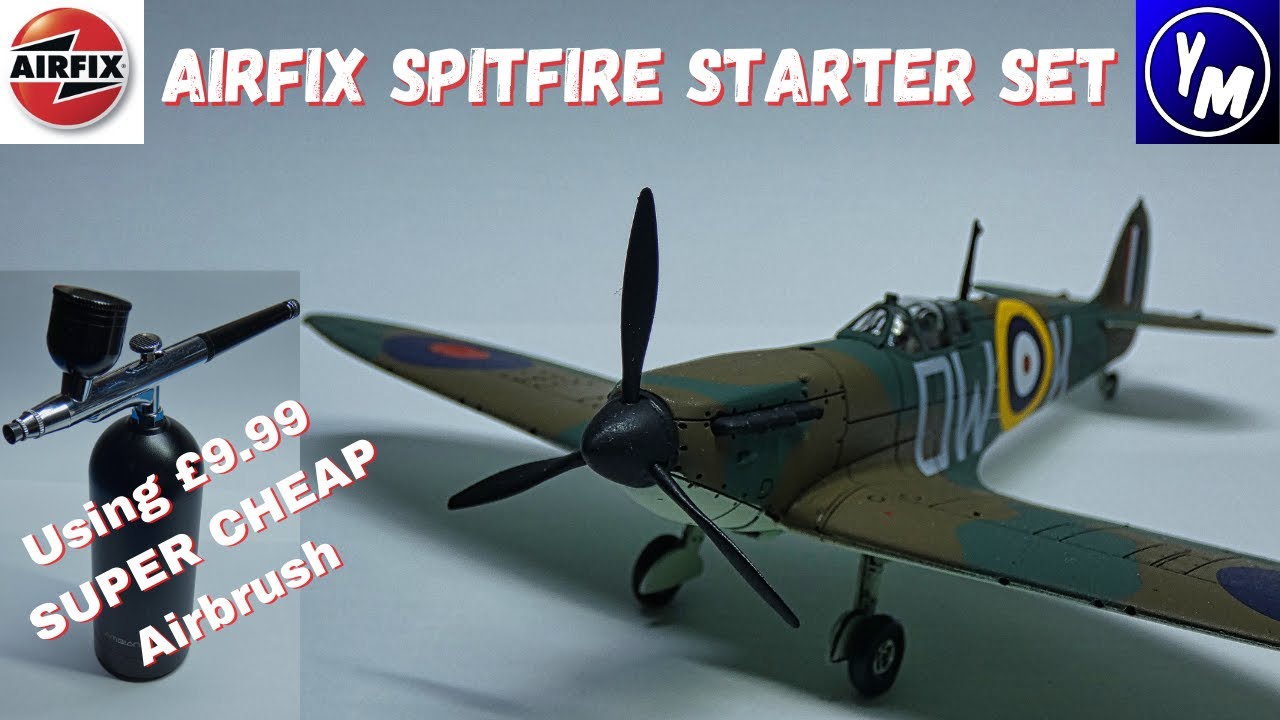 Airfix SPITFIRE Starter Set {CHEAP AIRBRUSH] MODELLING on a BUDGET