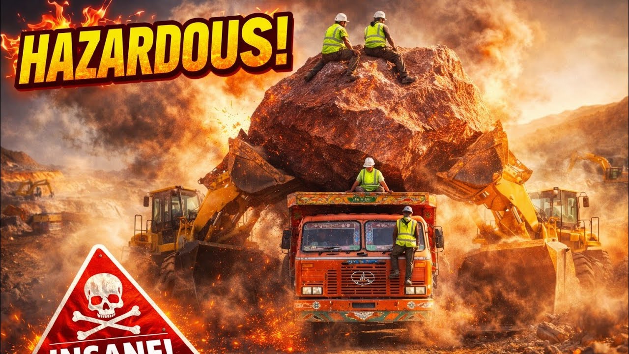 Giant Marble Block Loading in Mountains | Heavy Machinery Skills
