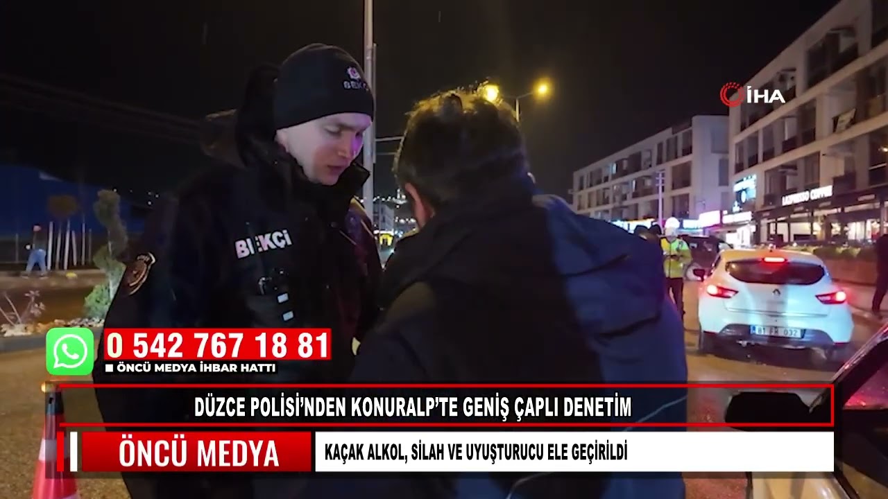 DÜZCE POLİSİ’NDEN KONURALP’TE GENİŞ ÇAPLI DENETİM KAÇAK ALKOL, SİLAH VE UYUŞTURUCU ELE GEÇİRİLDİ