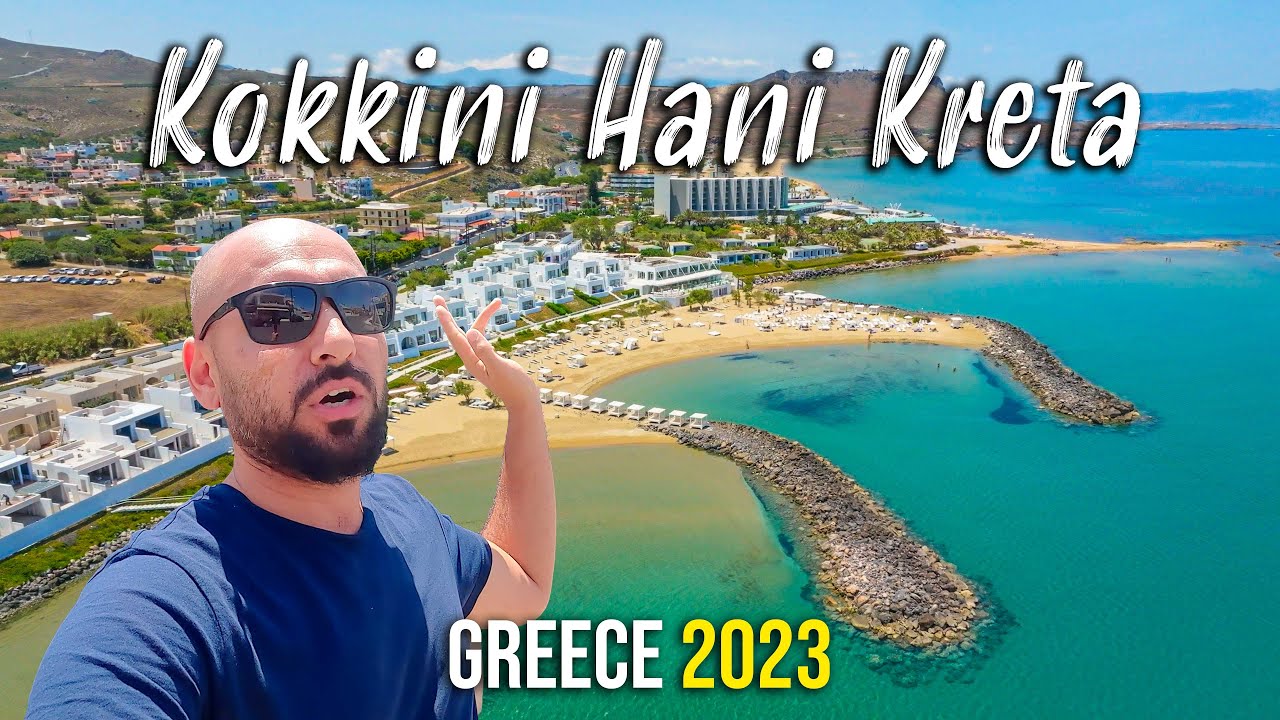 Kokkini Hani, Heraklion Crete, walking tour 4k, Kreta, Greece 2023