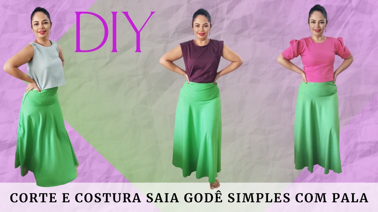DIY COMO CORTAR E COSTURAR SAIA GODE COM PALA