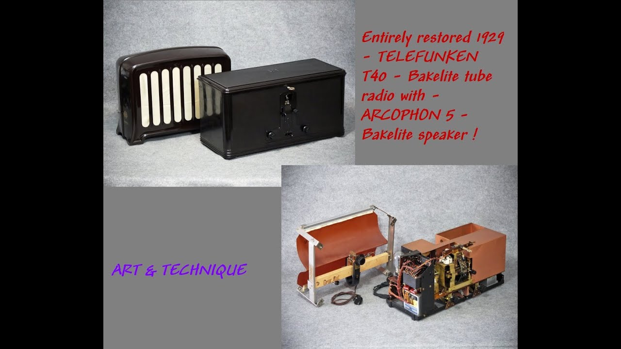 Entirely restored 1929 - TELEFUNKEN T40 - Bakelite tube radio with - ARCOPHON 5 - Bakelite speaker !
