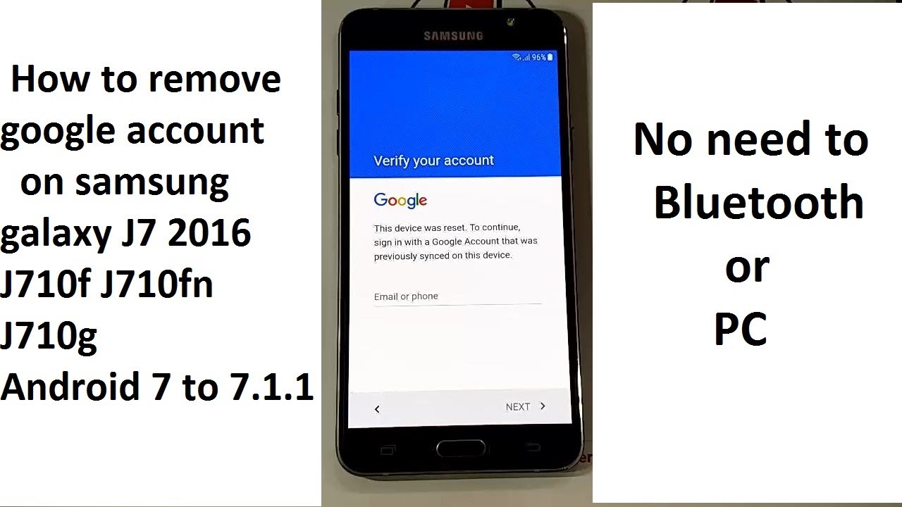 how to remove google account on samsung galaxy j7 2016 j710f j710fn j710g j710n android 7.0 to 7.1.1
