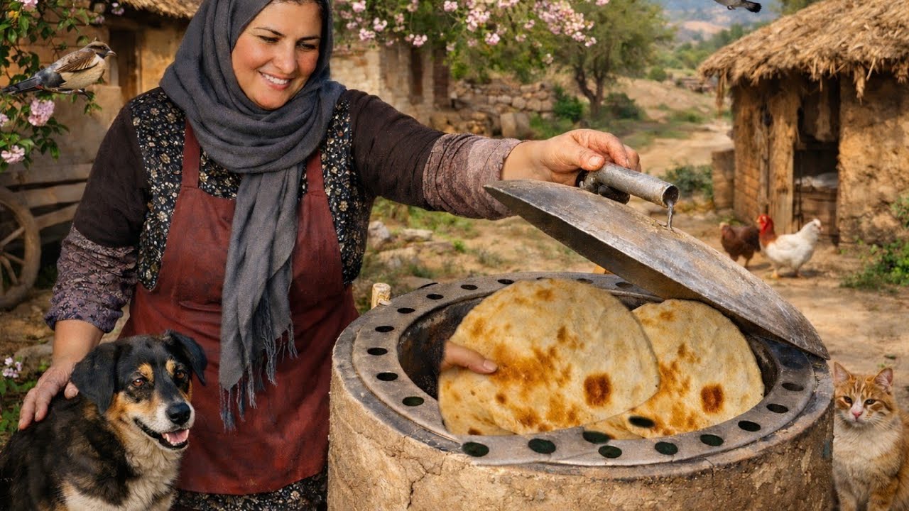 Traditional tandoor bread baking with the hands of an Iranian girl👩‍🍳