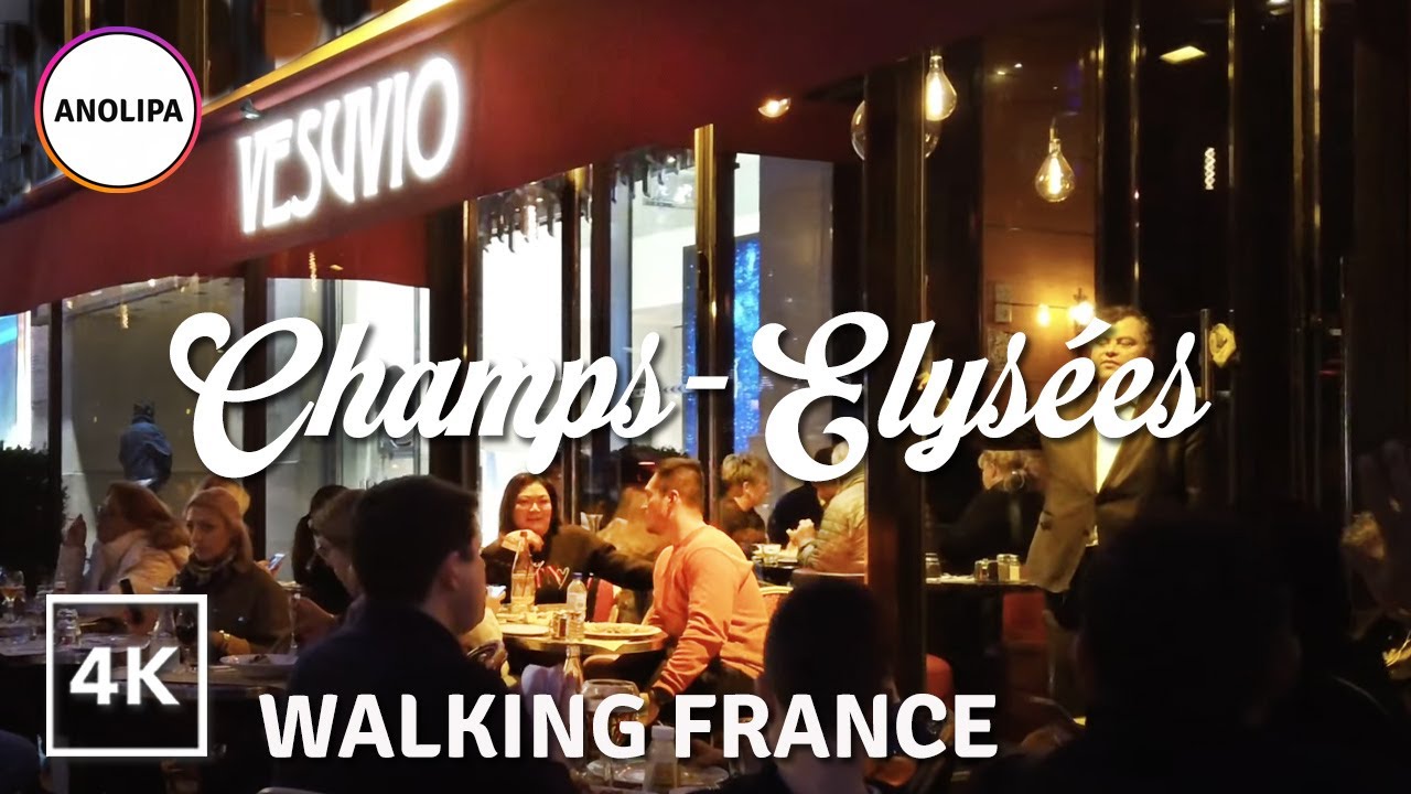 Champs-Elysées at night with Arc de Triomphe in the background [4K] Paris at Night
