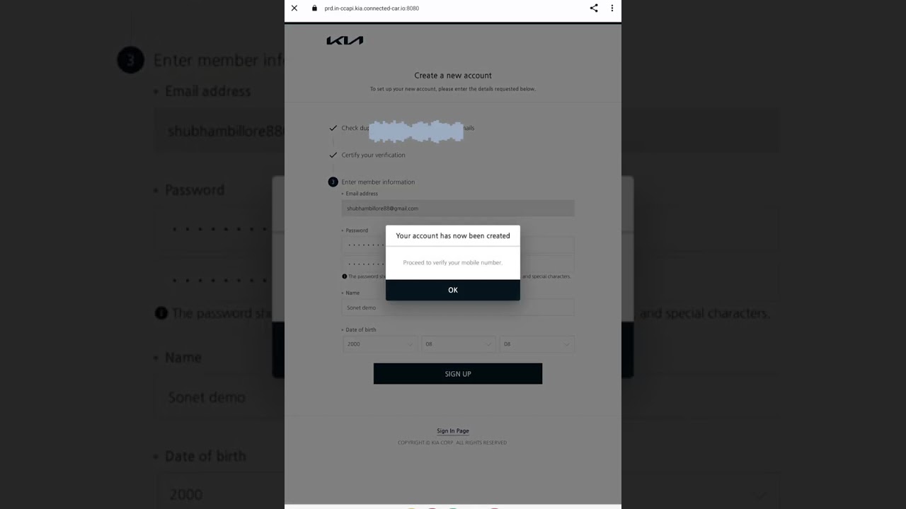 Kia Connect Registration Process