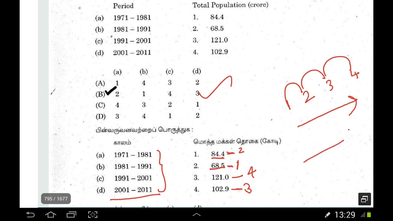 மக்கள்தொகை (Population) - Previous year questions