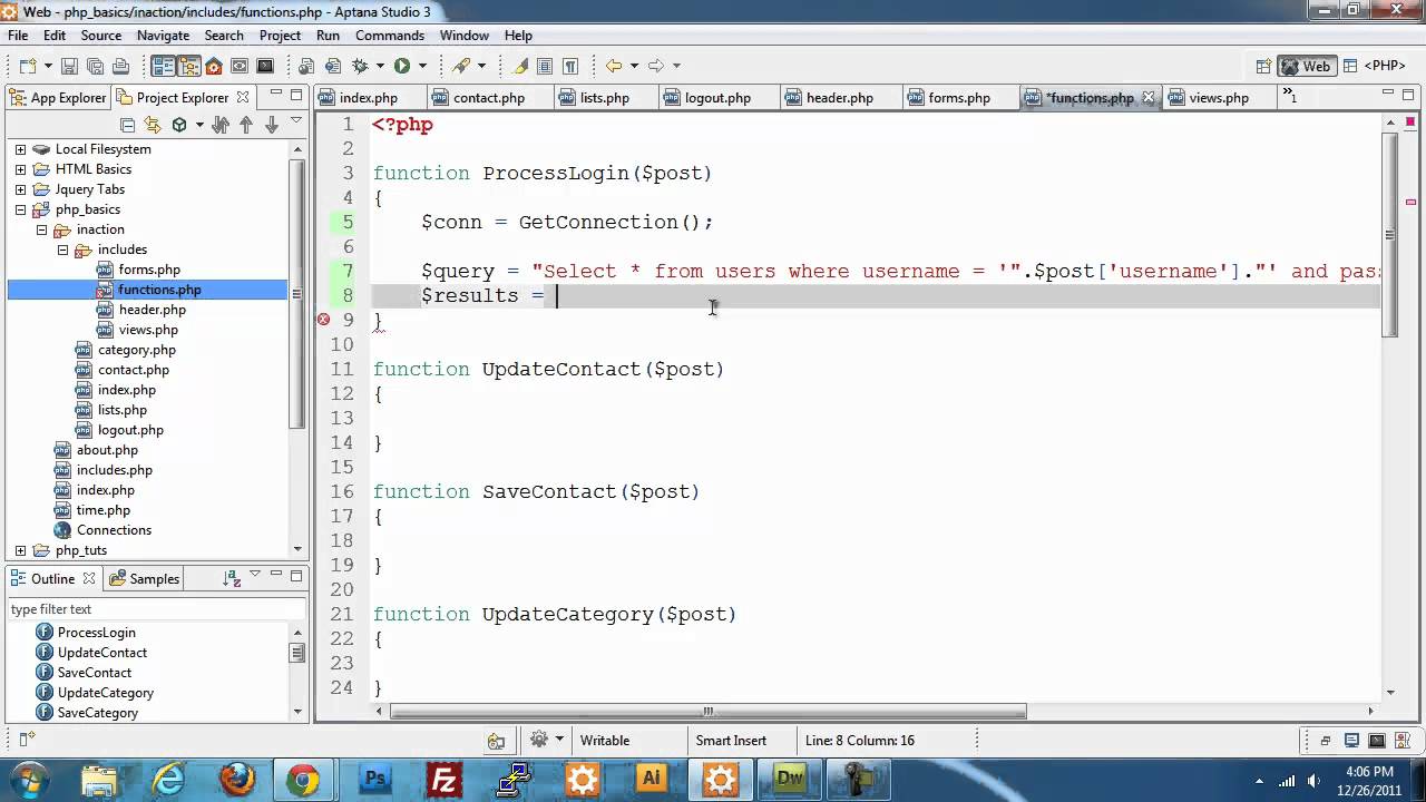 Contact Management 2 - Setup login processing and logout for the contact management system