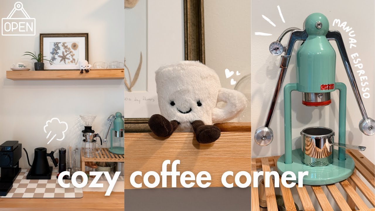 organizing my coffee space ☕✨ | chill reset vlog, pistachio latte, viral anthropologie cup ☁️