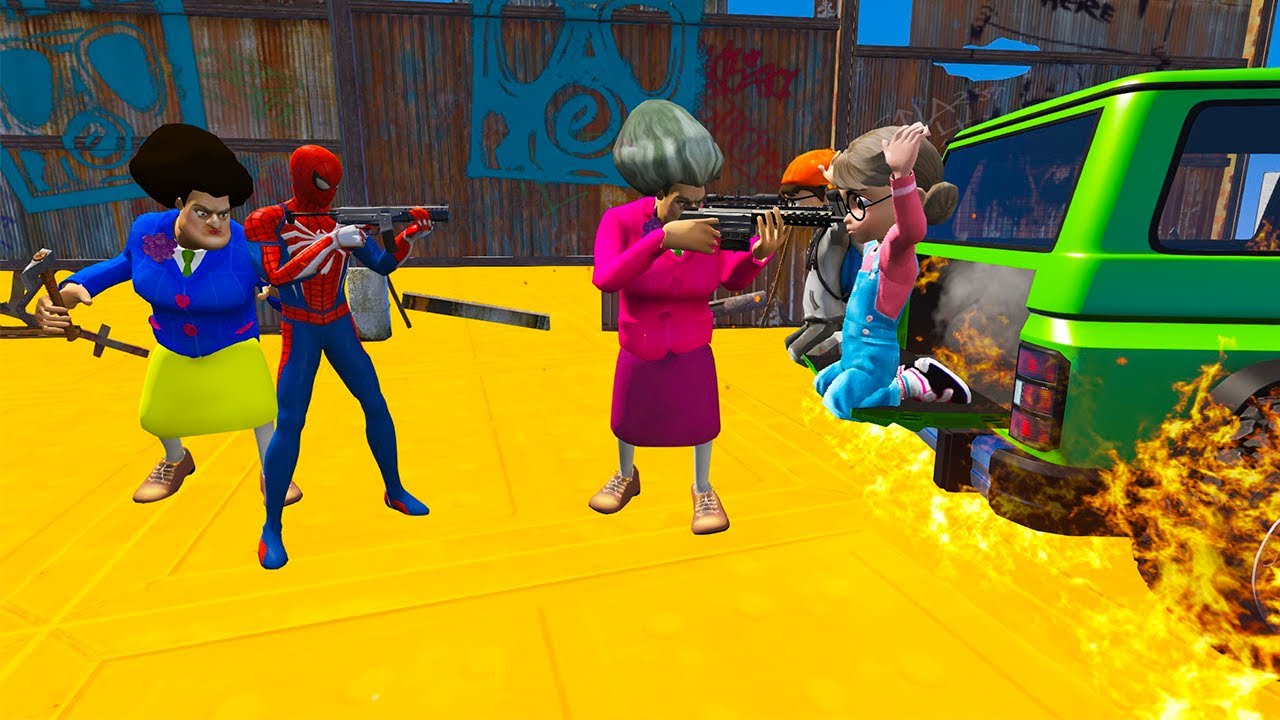 Scary Teacher 3d - Spideman vs Miss'T - Blue Scary Teacher  in Trouble - Game Animation