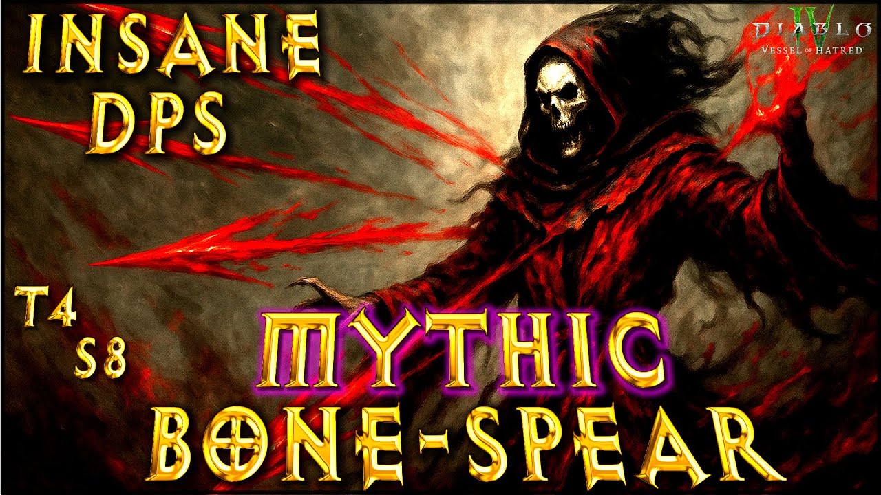 OP MYTHIC Blood Bone SPEAR Necromancer Build Diablo 4 VoH S8